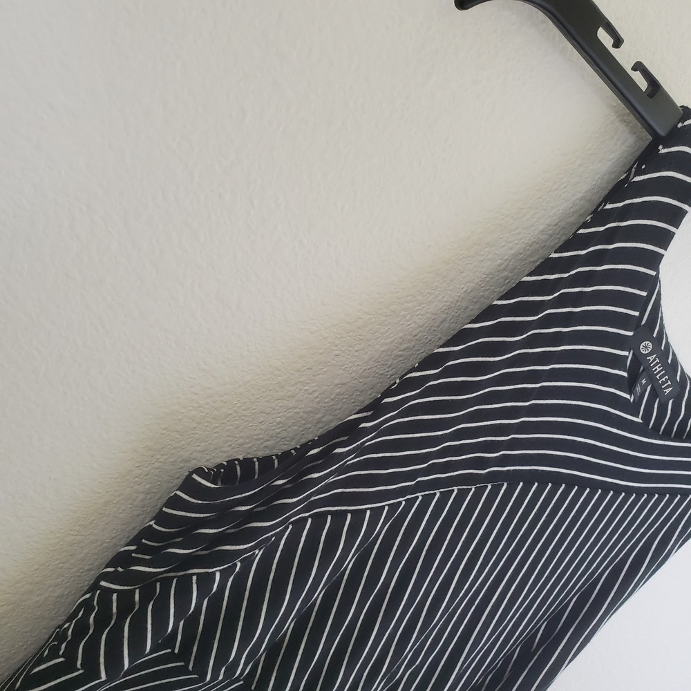 Athleta‎ Santorini Black & White High Neck Mix Stripe Knit Midi Travel Dress - Picture 7 of 13